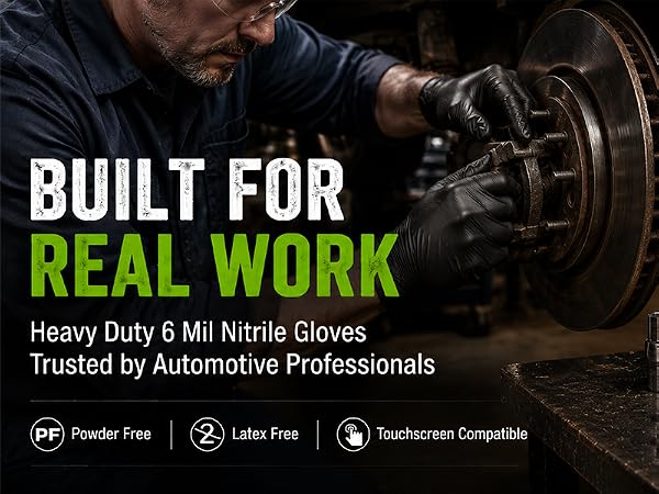 Built for real work- heavy duty 6mil nitrile gloves