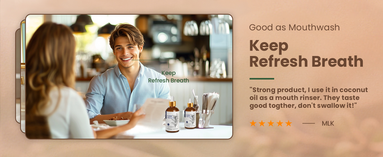 Text reads 'Keep Refresh Breath'. Skincare or oral care product advertisement banner in soft peach tones with minimalist design elements.