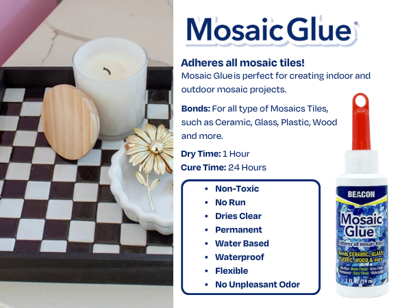 Mosaic Glue - Permanent Glue - For Ceramic, Glass, Plastic, Wood & More