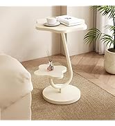2 Tier Side Table End Table Coffee Table Modern Couch Table Circle Accent Table for Small Spaces,...