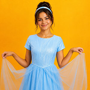 woman in costume with headband