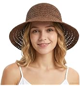 IVYWNT Summer Straw Sun Hats for Women - Foldable Beach UPF Floppy Hat Wide Brim UV Protection Pa...