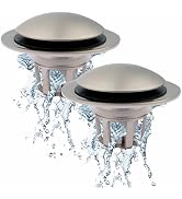 Brushed Nickel Bathroom Sink Drain Stopper,Welsan Universal Pop-Up Drain Stopper Plug Strainer wi...