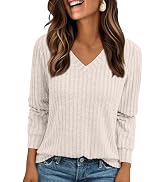 AUTOMET Womens V Neck Long Sleeve Shirt Fall Dressy Casual Tops Tunic Sweater Loose Fit 2025