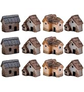 Angoily Fairy House, 12 Pcs Resin Miniature Houses for Crafts Mini Cottage Miniature Garden Stone...
