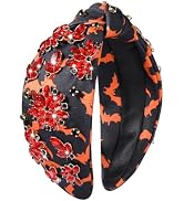 FAERLIIRY Halloween Headbands for Women Rhinestone Knotted Headbands Crystal Embellished Wide Kno...