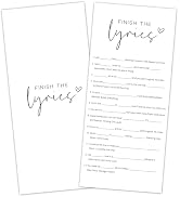 Bridal Shower Games, Finish the Lyrics, 25Pcs 4x9inch Minimalist White Double-Sided Bridal Game C...
