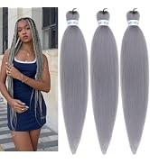 Gray Braiding Hair Pre stretched Synthetic Yaki Ez Braid Braiding Hair