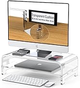 Beimu Acrylic Monitor Stand Riser Desk Shelf 2 Tier, 5 Inches High, Laptop Stand for Desk Clear C...