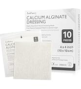LotFancy Calcium Alginate Wound Dressing Pads, 4"x 4" Patches, 10 Pack, Sterile Non-Stick Padding...