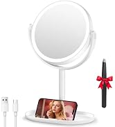 Auxmir Magnifying Mirror with Lights,Double Sided 30X/1X Makeup Mirror, 3 Color Stepless Dimmable...