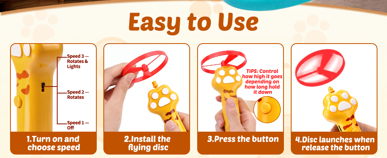 easty to use cat toy disc launcher