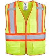KAYGO High Visibility Safety Vests KG0100, Safety Vests Reflective with Pockets and Zipper,ANSI T...
