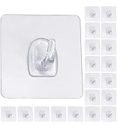 PEYZCNOK Adhesive Hooks, Heavy Duty Utility Hooks 20 lb(Max) Waterproof and Oilproof Removable, 2...