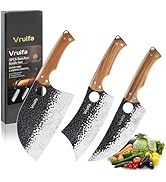 VRUIFA 3 PCS Butcher Knife Set (Serbian, Meat Cleaver, Viking), Hand Forged with Premium Stainles...