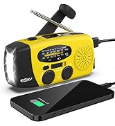 Emergency Hand Crank Radio with 3 LED Flashlight, Esky AM/FM/NOAA Portable Weather Radio with 200...