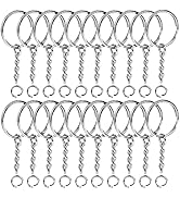 20pcs Key Chain Rings Teenitor Keychain Rings 1 Inch Key Ring with Chain and Open Jump Rings, Key...