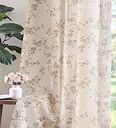 jinchan Linen Floral Curtains 84 Inch Farmhouse Country Flower Drapes Rustic Window Curtains Ligh...