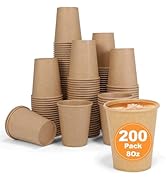 Bsvce Paper Cups, 200 Pack 8 oz Kraft Coffee Cups, Disposable Cups for Party Home Office, Drinkin...