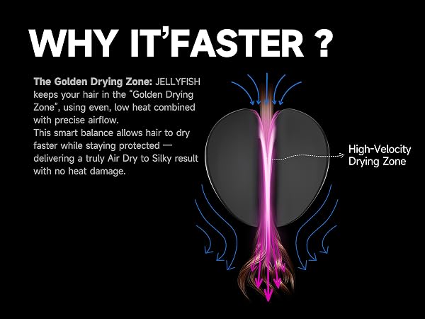 Golden Drying Zone high velocity airflow gives a fast one step blowout on fine and wavy hair