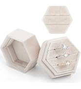 WantGor Velvet Ring Box, 2-in-1 Jewelry Ring Gift Box 3 Slots Hexagon Ring Storage Box or Double ...