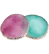 2 Pcs Resin Nail Art Palette, Nail Art Painting Mixed Color Palettes Gold Edge Nail Holder Nail A...