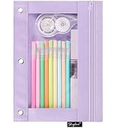 SKYDUE Pencil Pouch for 3 Ring Binder, Zipper Pencil Pouches for Girls Boys, Clear Window Pencil ...