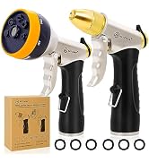 AUTOMAN Garden Hose Nozzles - High Pressure 100% Metal Hose Sprayer 2 Pack, Heavy Duty Garden Wat...