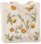 Perseverance Trade Aesthetic Embroidery Tote Bag for Lady Cute Reusable Canvas Shoulder Bag for G...