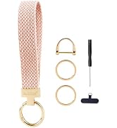 Maidsail Stretchy Keychain Wristlet, Woven Wrist Lanyard for Car Keys with 3 Keyrings, Cute Soft ...