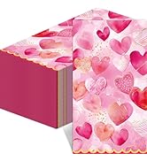 100Pcs Pink Hearts Valentines Napkins - Valentines Day Party Decorations Happy Galentines Day The...
