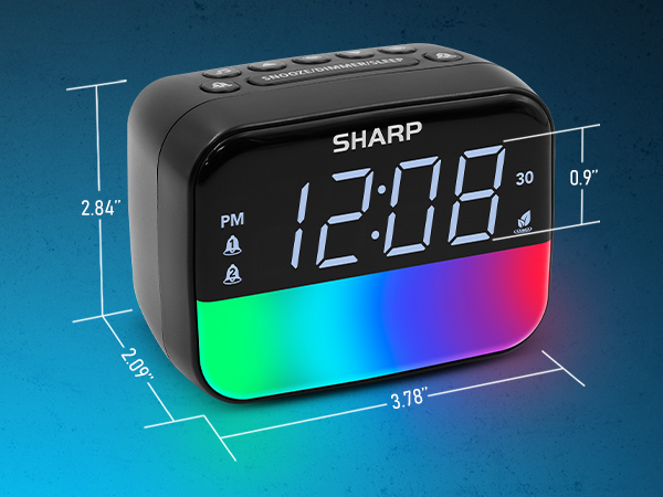 Sharp All in One RGB clock is perfect for bedroom, nightstand, bathroom, office, kids room, den