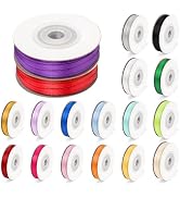 Rainbow Ribbon Pack 18Color Assortmen, 1/8Inch Thin Ribbon, 393Yards Double Face Satin Ribbon Pol...
