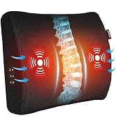 Lumbar Support Pillow for Office Chair - Heated Back Support Pillow with Vibration Massage, Ergon...