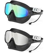 YLKJSWIM Swim Goggles Adult with Nose Cover for Men Women, 2 Pack Wide View Anti-Fog/UV No Leak P...