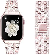 Dsytom Bing Band Compatible with Apple Watch Band 38mm 40mm 41mm,Jewelry Replacement Metal Wristb...