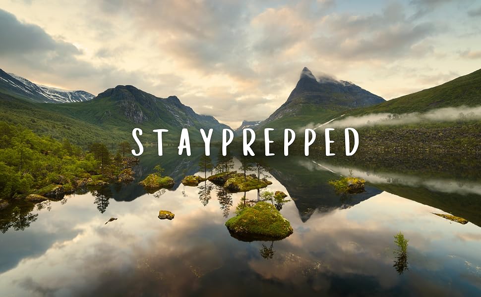Stayprepped logo on a rugged mountain landscape