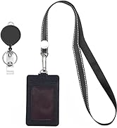 AMUU Lanyard with Badge Holder Retractable Badge Reel Lanyard for id Badges PU Leather id Card Ho...