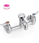 Sepaitek Commercial Mop Sink Faucet 8" Center with Short Spout, Heavy-Duty Wall Mount Utility Fau...