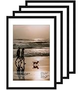 THKRLOF 24x36 Picture Frame Set of 4, Wooden Poster Frames with 20x30 Mat for Wall Display,Black