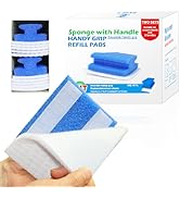 Magic Sponge Eraser with Handle Set, 10 Scouring Refill Pads 2 Reusable Scrubber, Scrub Pad Singl...