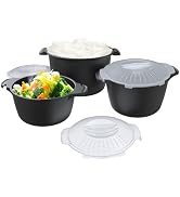 Professional 3 Piece Set Micro Cookware, Microwave Veggie Steamer, Microwave Rice Cooker as Steam...