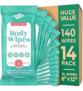 Body Wipes - (14 Pack) – 140 XL Bath Wipes for Adults No Rinse, Adult Wipes for Elderly - Body & ...