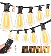 Hotsonic Remote Control Outdoor String Lights Waterproof, 50FT LED Outside Lights with Shatterpro...