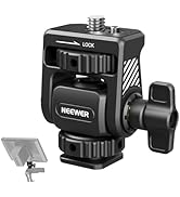 Neewer camera hot shoe mount adapter in black, featuring a locking mechanism and adjustable tilt head with control knob for mounting camera accessories.