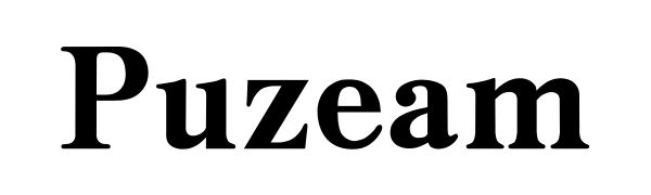 Large black text 'Puzeam' on white background.
