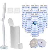 Disposable Toilet Brush Set - Toilet Bowl Wand Refills with Toilet Cleaners, Disposable Brush Hea...