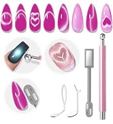 modelones Cat Eye Magnet, 3-in-1 Cat Eye Magnet Pen & Heart-Shaped Magnet for Nail Art Tool Cylin...