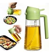 Pure Future 2-in-1 Olive Oil Sprayer for Cooking - 16oz/470ml Glass Oil Dispenser Bottle with Por...