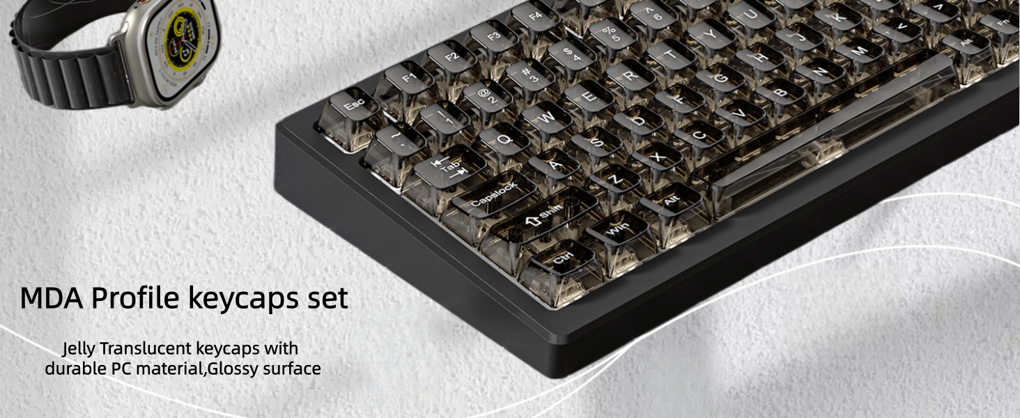 Clear keycaps,Transparent keycaps 60% 75% 100% Ceramic Jelly Key caps Shine Through ,MDA Profile